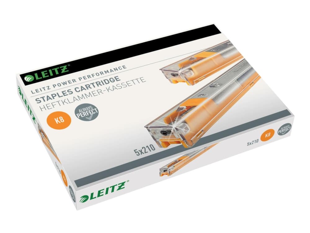 Leitz Niittikasetti Power Performance K8 26/8 5x210, Niittipakkaus, 26/8, 8 mm, 210 niitit, 26/8, Keltainen