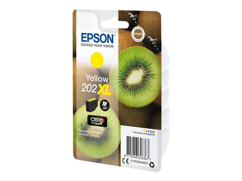 Epson Kiwi Singlepack Yellow 202XL Claria Premium Ink, Korkea (XL) värintuotto, Väriainepohjainen muste, 8,5 ml, 650 sivua, 1 kpl