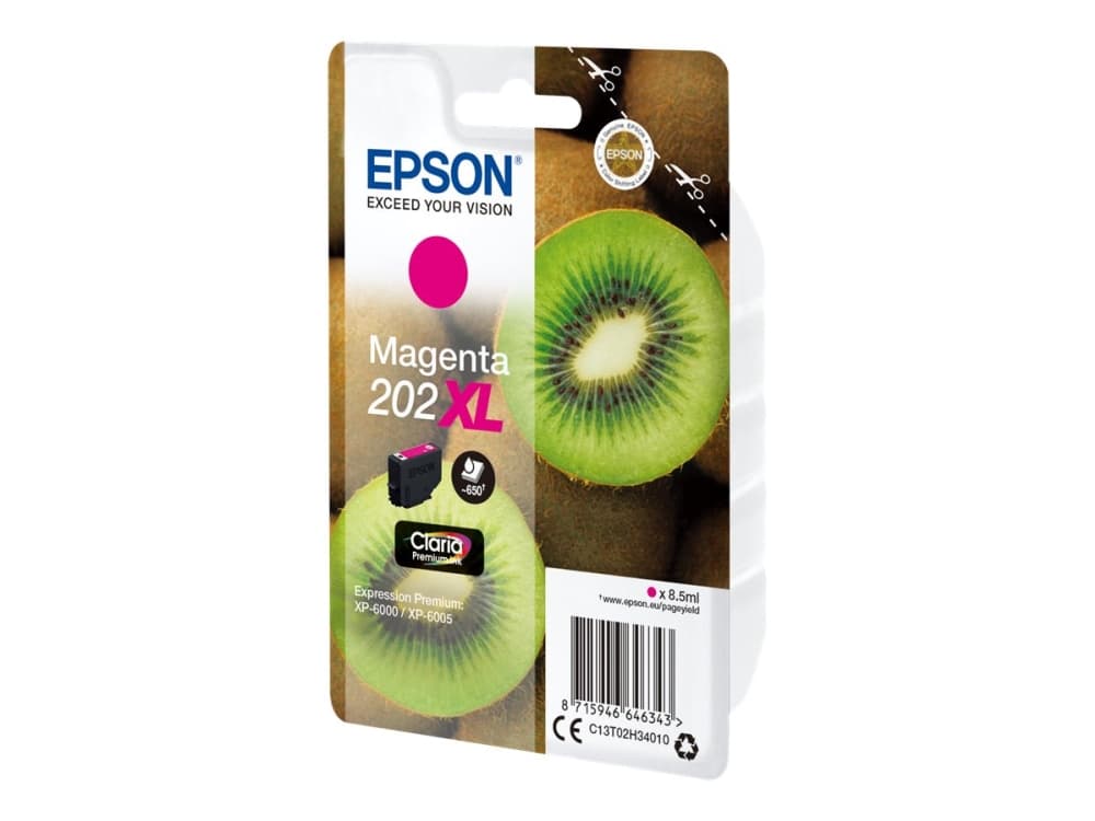 Epson Kiwi Singlepack Magenta 202XL Claria Premium Ink, Korkea (XL) värintuotto, Väriainepohjainen muste, 8,5 ml, 650 sivua, 1 kpl