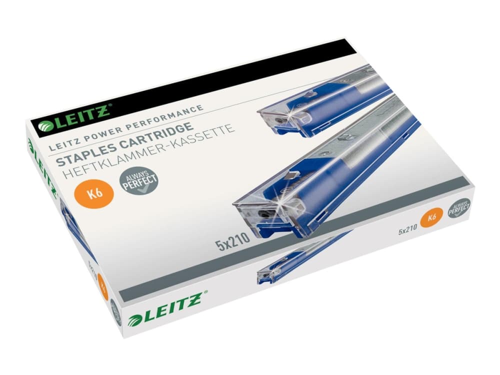 Leitz Niittikasetti Power Performance K6 26/6 5x210, Niittipakkaus, 26/6, 6 mm, 210 niitit, 26/6, Sininen