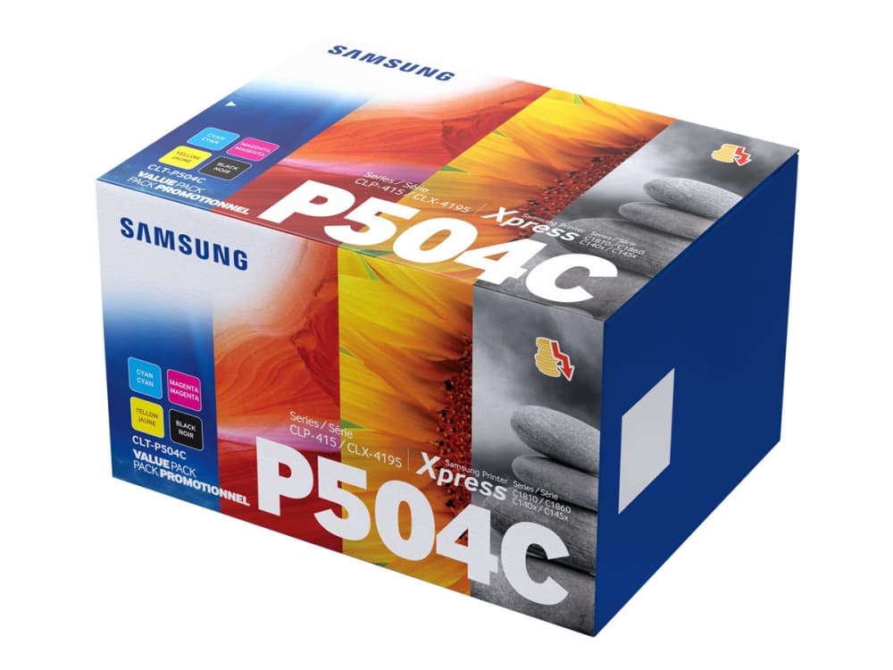 Samsung CLT-P504C, nelipakkaus, musta/syaani/magenta/keltainen värikasetti, 2500 sivua, 1800 sivua, Musta, Syaani, Magenta, Keltainen, 4 kpl