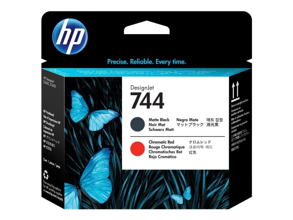 HP 744 Matte Black/Chromatic Red DesignJet Printhead, HP DesignJet Z2600 PostScript Printer, HP DesignJet Z5600 PostScript Printer, Lämpömustesuihkutulostin, Musta, F9J88A, Singapore, 28 mm