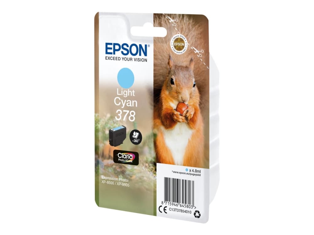 Epson Squirrel Singlepack Light Cyan 378 Claria Photo HD Ink, Perusvärintuotto, Väriainepohjainen muste, 4,8 ml, 360 sivua, 1 kpl