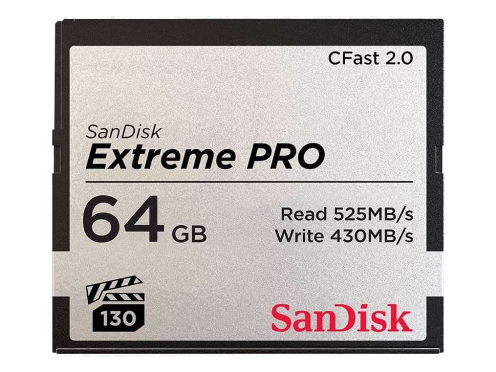 SanDisk SDCFSP-064G-G46D, 64 GB, CFast 2.0, 515 MB/s, 240 MB/s, Musta, Hopea