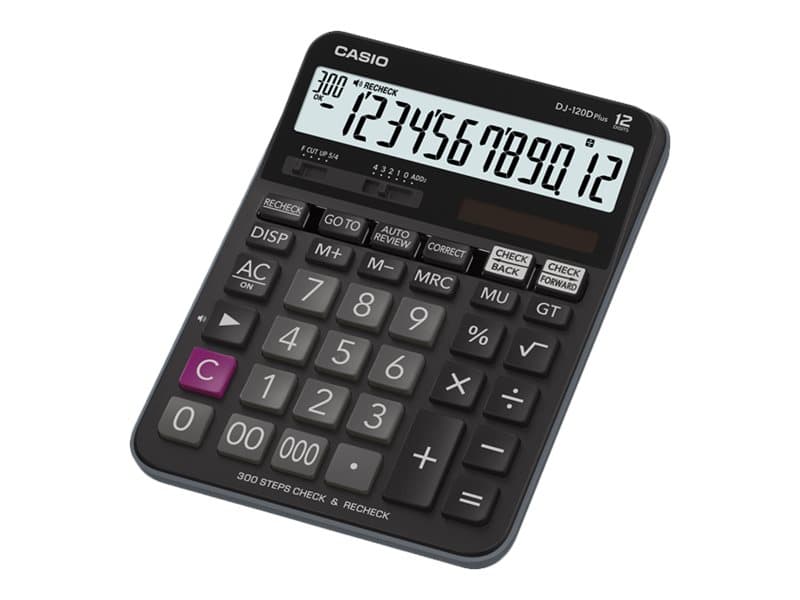 Casio DJ-120D Plus, Työpöytä, 12 lukua, Akku/Aurinko, Musta