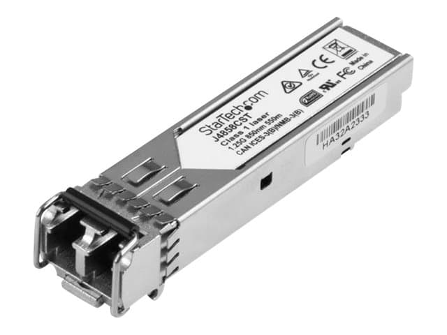 StarTech.com HPE J4858C Yhteensopiva SFP-moduuli, 1000BASE-SX, 1GbE Multi Mode (MMF) valokuitulähetin, 1GE Gigabit Ethernet SFP, LC-liitin, 550m, 850nm, DDM, HPE 1400, 1700, 1820 - Elinikäinen takuu (J4858CST) - SFP (mini-GBIC) transceiver modul (svarende til: HP J485858C) - GigE - 1000Base-SX - LC multimodus - op til 550 m - 850 nm - for P/N: IES101G2SFPW, IES101GP2SFW