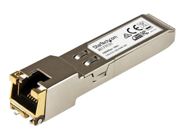 StarTech.com HPE J8177C Yhteensopiva SFP-moduuli, 1000BASE-T, SFP to RJ45 Cat6/Cat5e, 1GE Gigabit Ethernet SFP, RJ-45 (kupari) 100m, HPE 1810, 1820, 2530, 1Gbps Mini GBIC Transceiver SFP - Elinikäinen takuu (J8177CST) - SFP (mini-GBIC) transceiver moduuli (svarende til: HP J8177C) - GigE - 1000Base-T - RJ-45 / SFP (mini-GBIC) - op til 100 m - HPE 1810, 1910, 20p 10/100/1000, 2610, 3500, 6200, kytkin 8212 HPE Aruba 2530, 5406