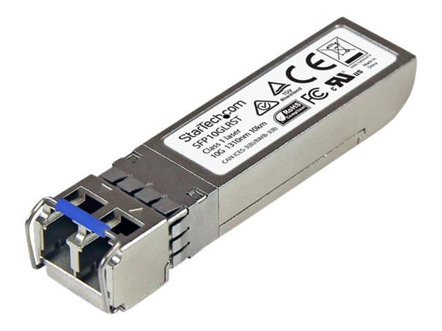 StarTech.com Cisco SFP-10G-LR Yhteensopiva SFP+-moduuli, 10GBASE-LR, 10GbE SMF optinen transceiver, 10GE Gigabit Ethernet SFP+, LC-liitin, 10km, 1310nm, DDM, Cisco Firepower, ASR9000, C9300 - elinikäinen takuu (SFP10GLRST) - SFP+ transceiver-moduuli (vastaa: Cisco SFP-10G-LR) - 10 GigE - 10GBase-LR - LC single mode - enintään 10 km - 1310 nm - P/N: PEX10GSFP varten: PEX10GSFP
