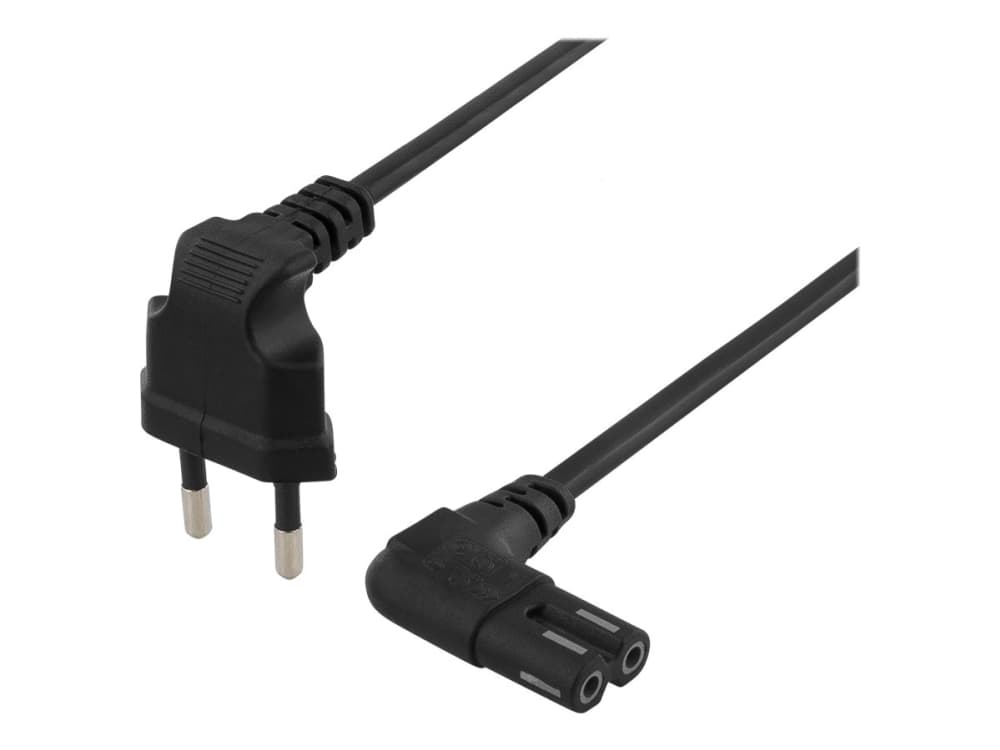 DELTACO - Strømkabel - Europlug (han) vinklet til IEC 60320 C7 vinklet - AC 250 V - 2.5 A - 3 m - lajitelma