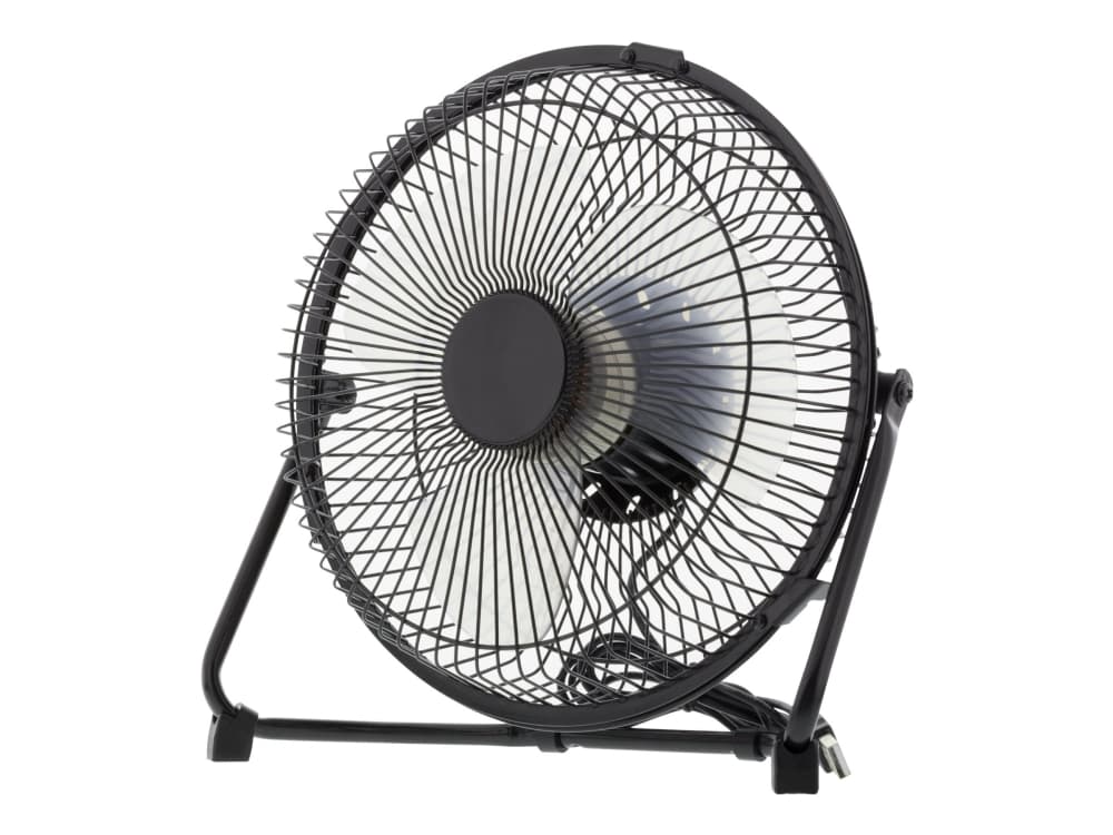 Deltaco FT-758, Kotitaloustuuletin lavoilla, Musta, Taulukko, 18 cm, USB, 2,5 W
