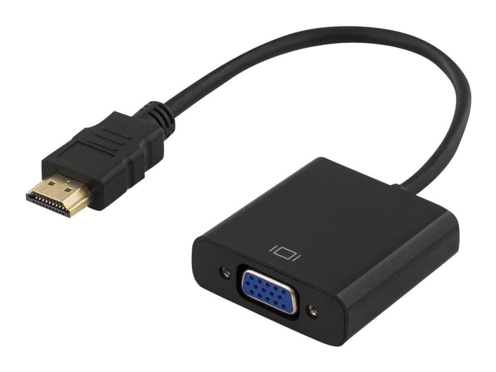 Deltaco HDMI-VGA7, 0,2 m, HDMI-tyyppi A (vakio), VGA (D-Sub), Uros, Naaras, 1920 x 1080 pikseliä
