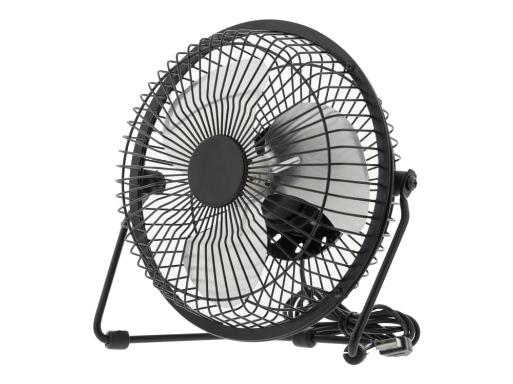 Deltaco FT-755, Kotitaloustuuletin lavoilla, Musta, Taulukko, 13 cm, USB, 2,5 W