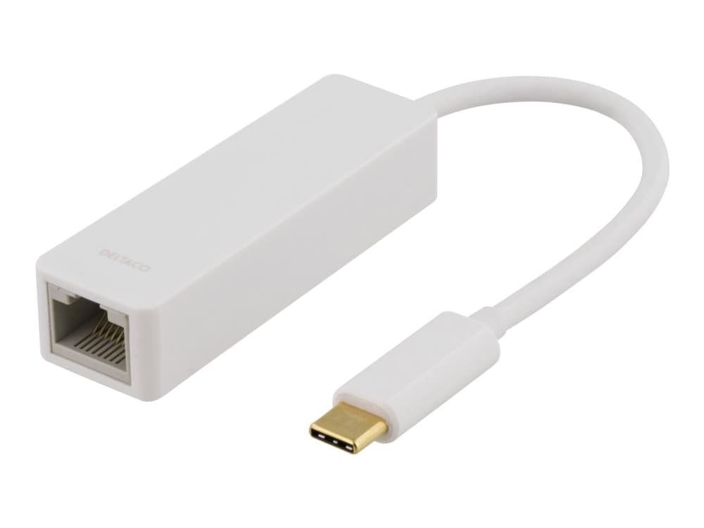 Deltaco USBC-GIGA1, Langallinen, USB Type-C, Ethernet, Valkoinen