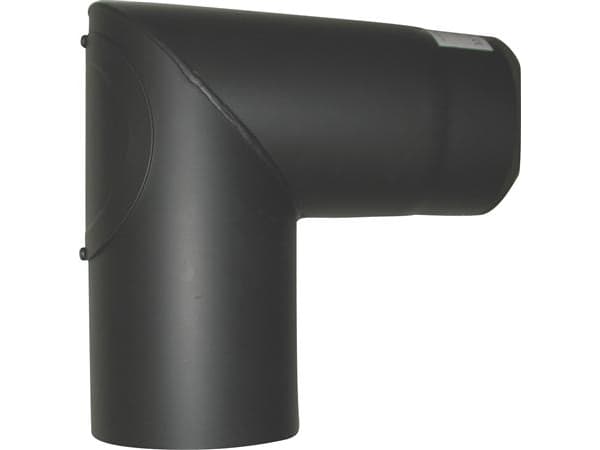 MB Sorte røgr. 130mm knærør 90 - knærør 90ø med renseklap