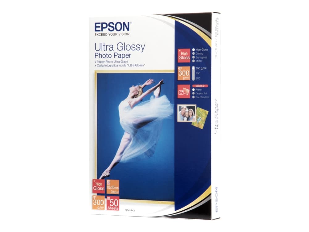 Epson Ultra Glossy Photo Paper - 10x15cm - 50 Arkkia, Kiilto, 300 g/m², 50 arkkia, - Expression Premium XP-900 - Expression Premium XP-830 - Expression Premium XP-820 - Expression..., 100 mm, 150 mm