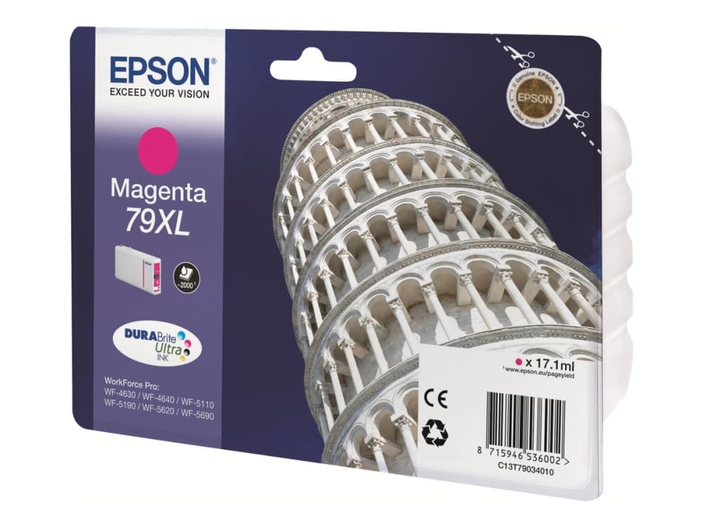 Epson Tower of Pisa Singlepack Magenta 79XL DURABrite Ultra Ink, Korkea (XL) värintuotto, Magenta, Väriainepohjainen muste, 1 kpl