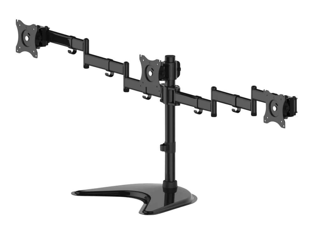 Multibrackets M Deskstand Basic Triple - Kiinnityssarja (pöytäteline) - 3 LCD-näytölle - teräs, kiiltävä alumiini - musta - näytön koko: 15-27 - pöytäteline (deskstand)