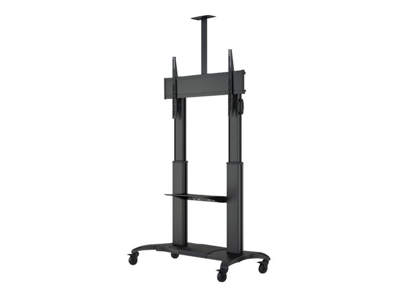 Multibrackets M Public Dual Pillar 180 HD - Pyörillä varustettu vaunu - litteille paneeleille - alumiini - musta - näytön koko: 60-100 - lattialle asennettava