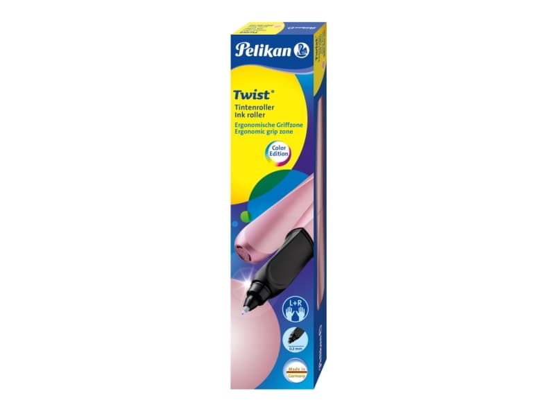 Pelikan Twist Girly Rose rullakärkikynä, vaaleanpunainen-metallinen ergonominen muoto, sopii oikea- ja vasenkätisille, - 1 kpl (806299)