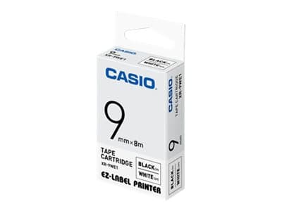 Casio XR-9WE1 - Itsekiinnittyvä - musta valkoisella - Rulla (0,9 cm x 8 m) 1 kasetti(t) tarranauhaa - KL 170, 60, 60SR, 780 Labemo MEP-K10 - tarranauhat