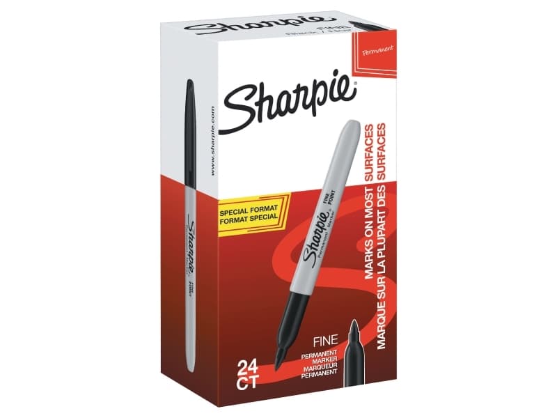 Sharpie® marker fine sort - boks med 20+4 stk.