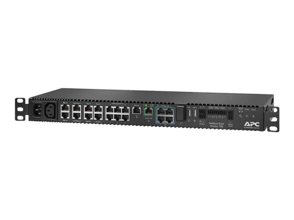 APC NetBotz Rack Monitor 750 - Ympäristönvalvontalaite - GigE - 1U - telineasennettava - P/N: SMTL1000RMI2UC, SMX1000C, SMX1500RM2UC, SMX1500RM2UCNC, SMX750C, SMX750CNC, SMX750CNC