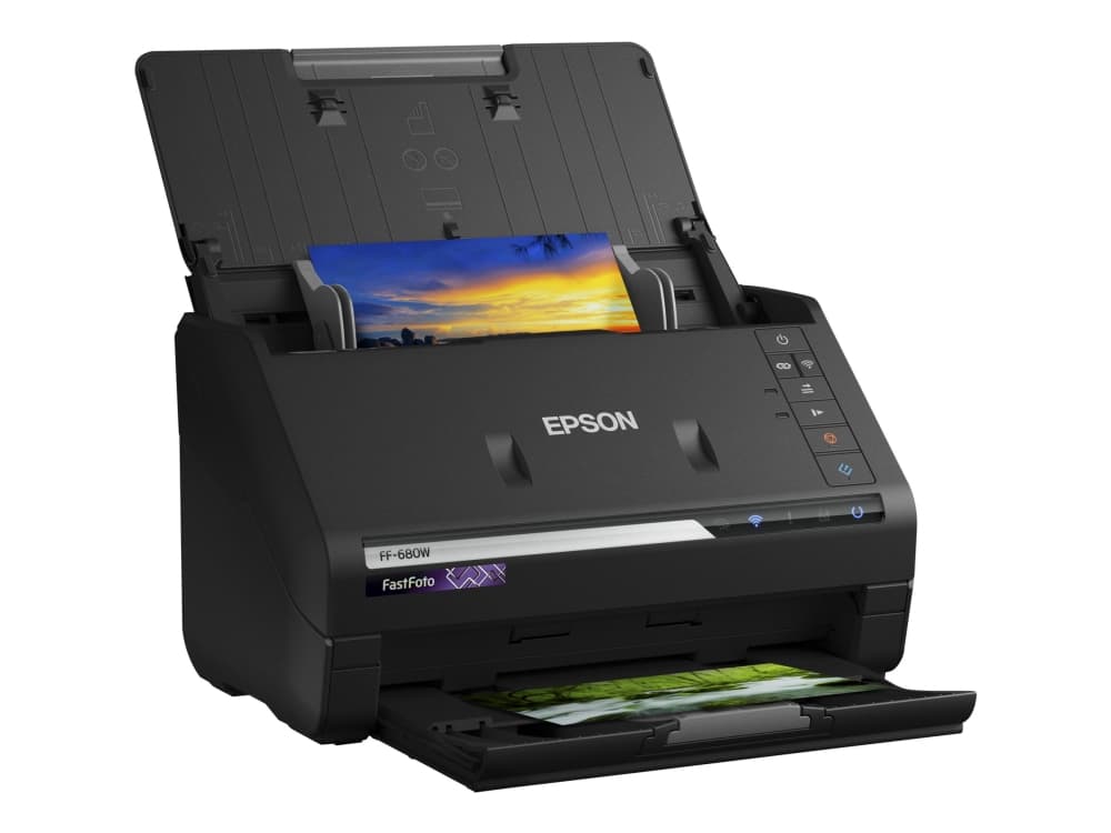 Epson FastFoto FF-680W - Asiakirjaskanneri - Kosketuskuvakenno (CIS) - Duplex - A4 - 600 dpi x 600 dpi - enintään 45 sivua/min (mono) / enintään 45 sivua/min (väri) - ADF (100 arkkia) - USB 3.0, Wi-Fi(n)