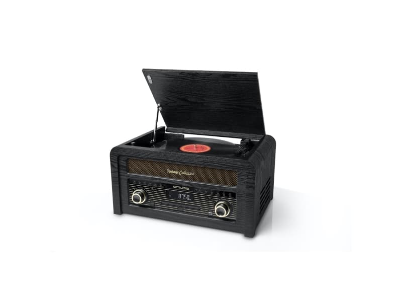 Muse MT-115 W, Musta, Kulta, 33,45,78 RPM, Rotaatio, FM, CD,CD-R,CD-RW, J:n muotoinen äänivarsi