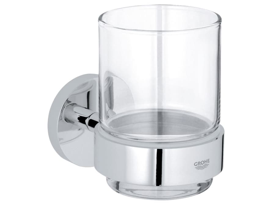GROHE Essentials, Kromi, Yksivärinen, Lasi, Yksi, Seinäkiinnitetty, Pyöreä