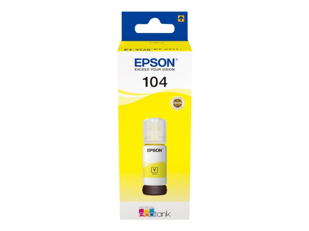 Epson 104 EcoTank Yellow ink bottle, Keltainen, Epson, EcoTank ET-4700 EcoTank ET-2726 EcoTank ET-2720 EcoTank ET-2715 EcoTank ET-2714 EcoTank ET-2712..., 65 ml, Mustesuihku, Monivärinen