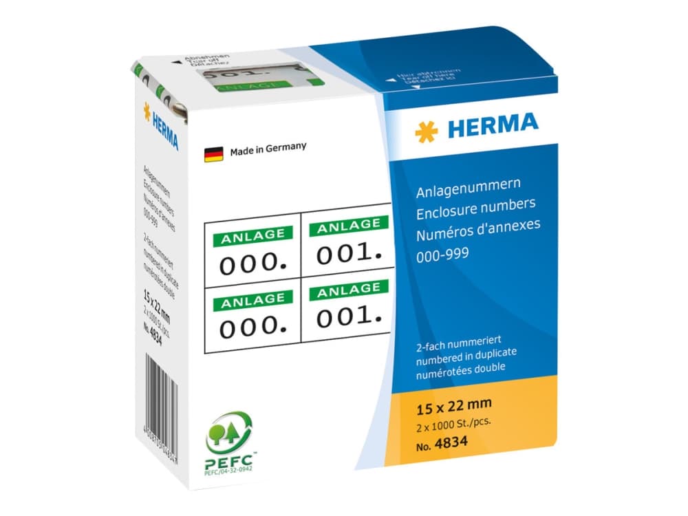 HERMA 4834, Vihreä, Suorakulmio, Paperi, 15 mm, 22 mm, 1000 kpl