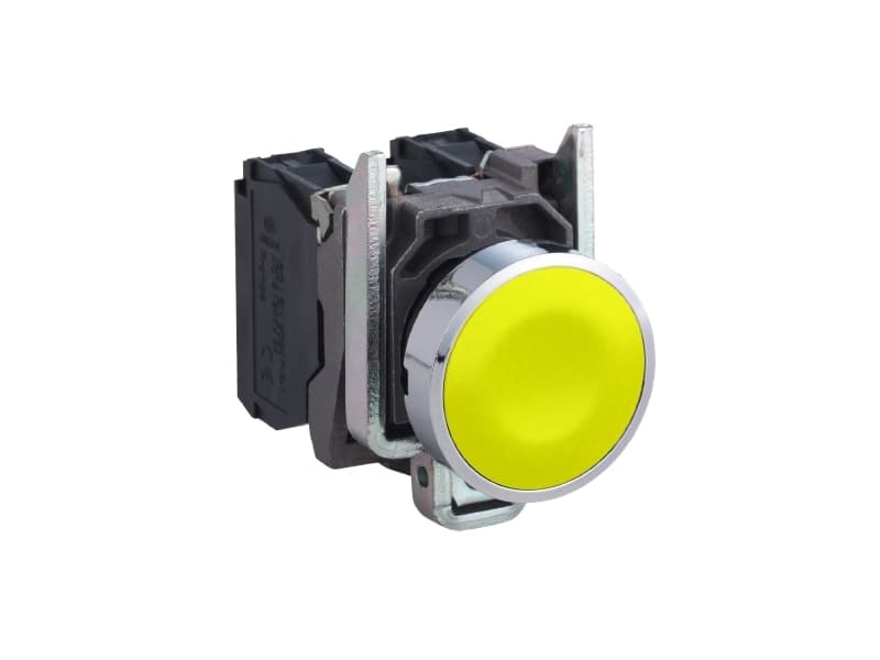 Schneider Electric XB4BA51, Painikekytkin, Langallinen, Metalli, Zamak, Keltainen, IP66, IP67, BV CSA DNV GL LROS (Lloyds register of shipping) RINA UL listed