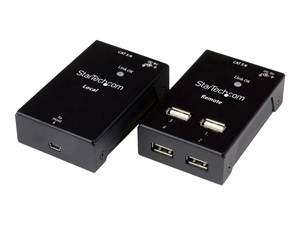StarTech.com 4-Port USB 2.0 Extender - 165ft (50m) USB Over Cat5/Cat6 Extender - Compact USB 2.0 Over Ethernet Extender (USB2004EXTV) - USB-forlængerkabel - USB 2.0 - over CAT 5/6 - 4 porte - op til 50 m - for P/N: SVA5N3NEUA