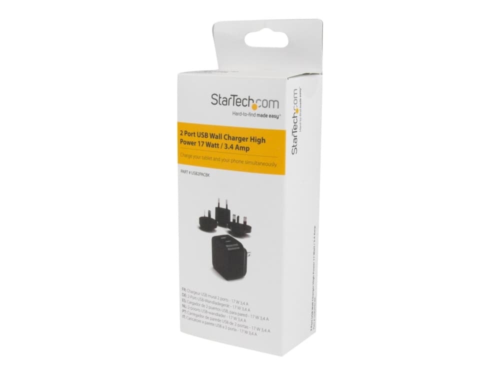 StarTech.com USB2PACBK, Sisätila, AC, 5 V, Musta