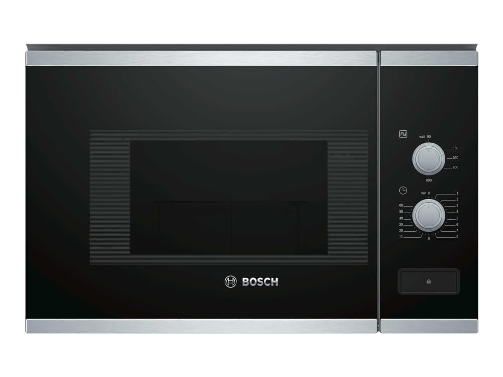 Bosch BFL520MS0, Kiinteä, Yhdistelmämikroaaltouuni, 20 L, 800 W, Rotaatio, Musta, Ruostumaton teräs