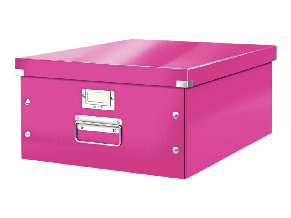 Leitz Click & Store WOW säilytyslaatikko, iso, 85 % kierrätyskartonki, Vaaleanpunainen, Kartonki, Nikkeli, 369 mm, 482 mm, 200 mm