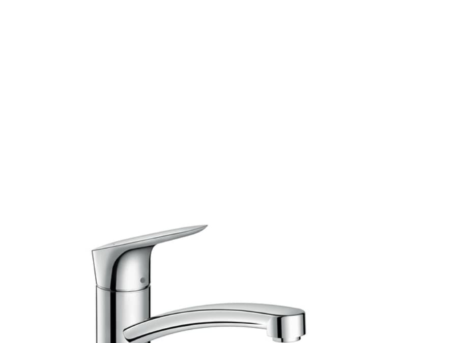 HANSGrohe Logis 160 yksivipuinen keittiöhana, jossa on matala kaatonokka