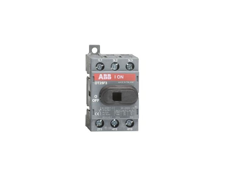 ABB OT25F3, 3P, kaapeli, lajittelu, IEC 60947-3 / UL 508 / CSA C22.2 No. 14, 600 V, 35 mm