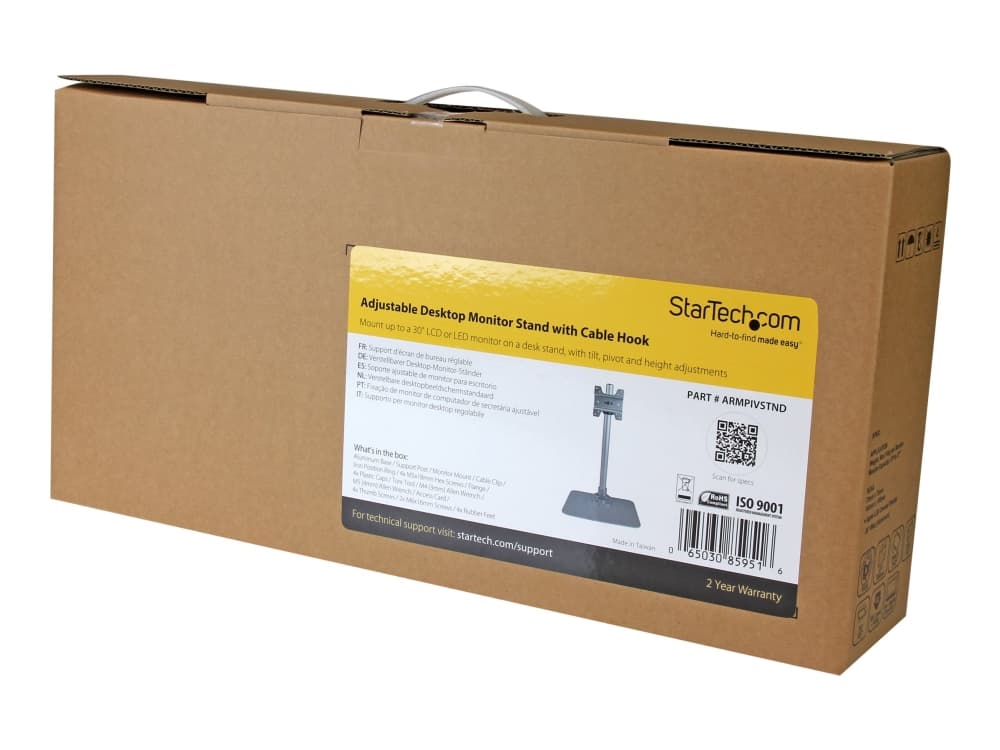 StarTech.com ARMPIVSTND, Vapaasti seisova, 14 kg, 30,5 cm (12), 86,4 cm (34), 100 x 100 mm, Hopea