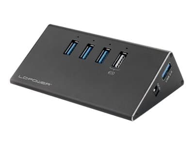 LC-Power LC-HUB-ALU-2B-4, USB 3.2 Gen 1 (3.1 Gen 1) Type-A, USB 3.2 Gen 1 (3.1 Gen 1) Type-A, 5000 Mbit/s, Musta, Alumiini, Muovi, CE