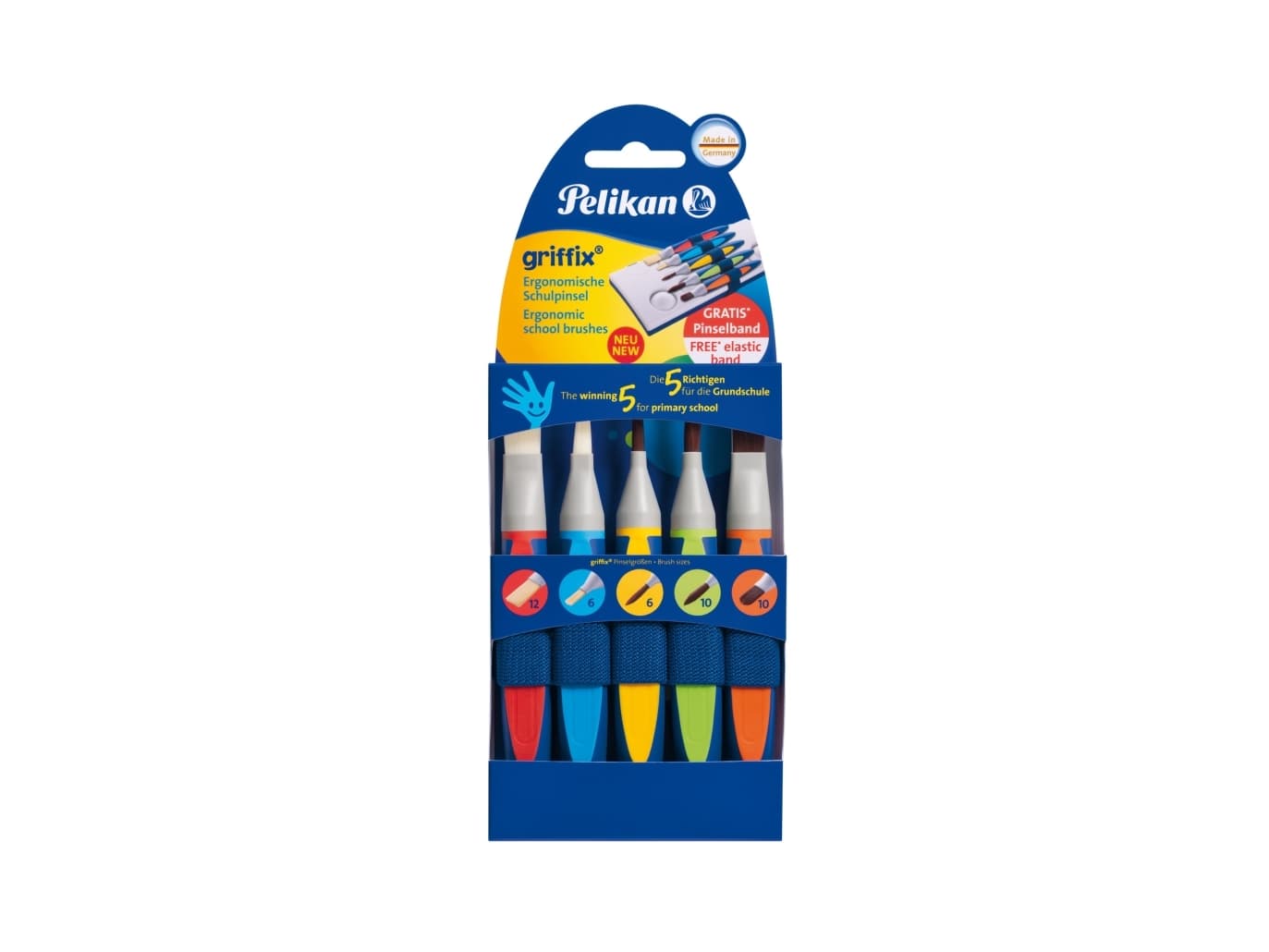 Pelikan 700733, Harjasarja, Kevyt harja, Synteettinen, Muovi, Sininen, Vihreä, Oranssi, Punainen, Keltainen, 6, 10, 12
