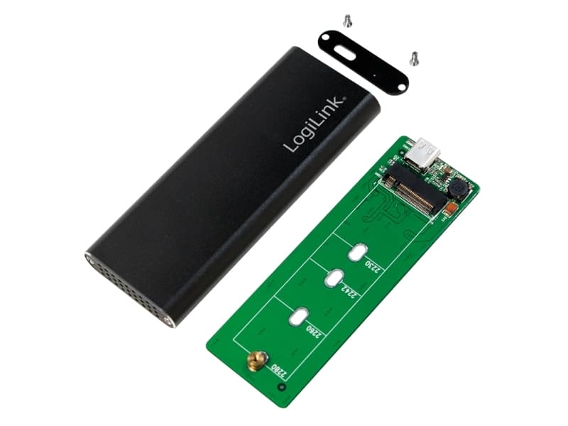 LogiLink UA0314, SSD-kotelo, M.2, SATA, 10 Gbit/s, USB-liitettävyys, Musta