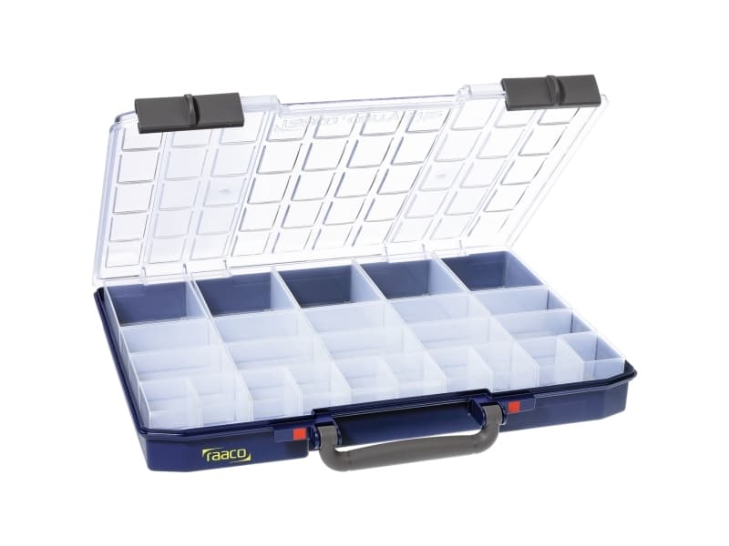 raaco CarryLite, Työkalulaatikko, Polykarbonaatti (PC), Polypropeeni, Sininen, Läpinäkyvä, Sarana, 413 mm, 330 mm