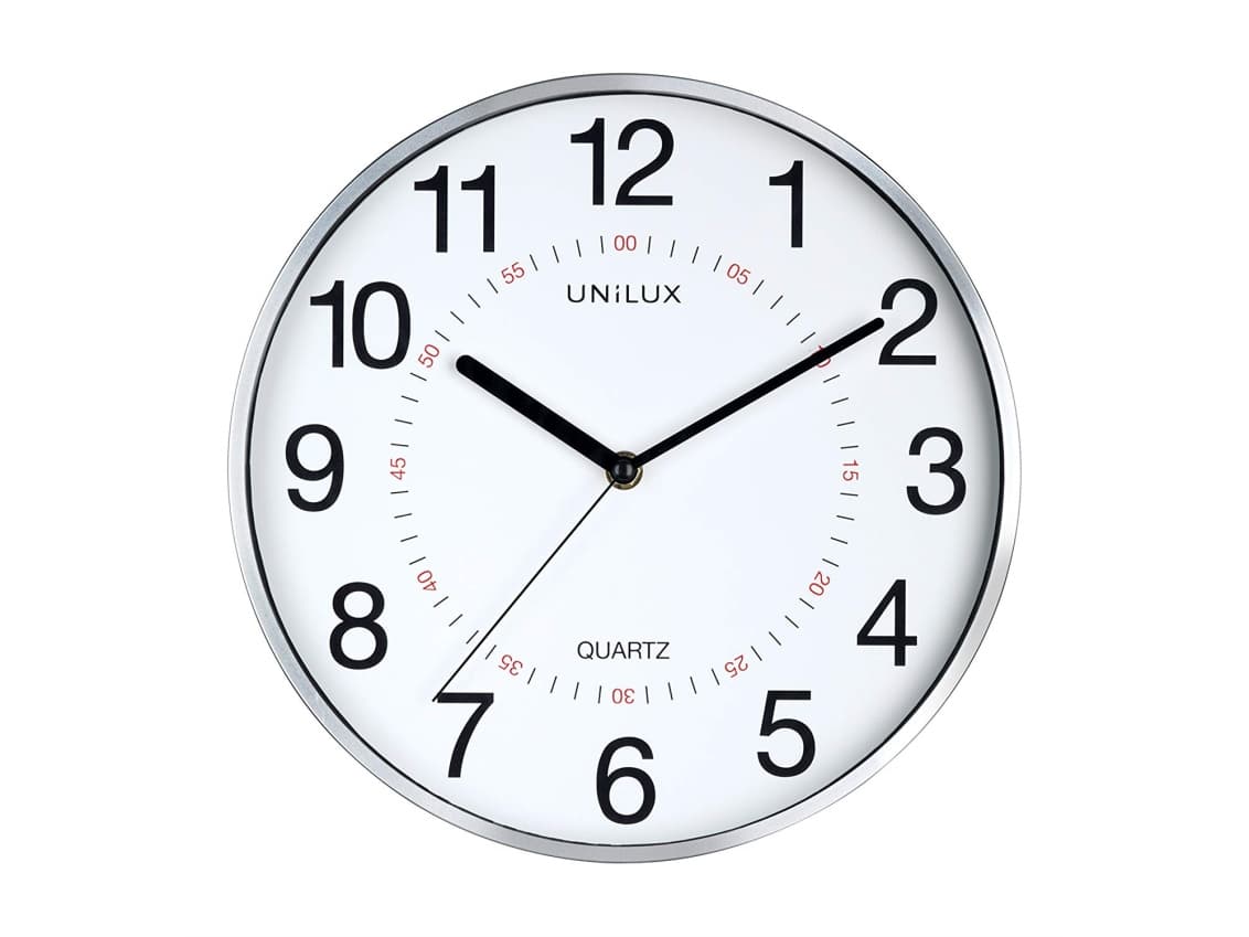 Unilux 400094280, Seinä, Quartz clock, Pyöreä, Harmaa, Muovi, Lasi