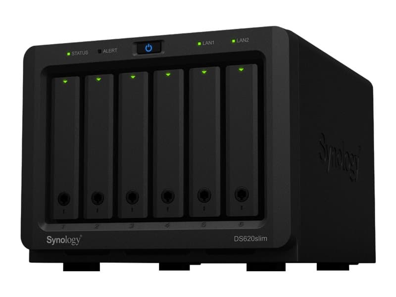 Synology Disk Station DS620slim - NAS-palvelin - 6 lokeroa - SATA 6Gb/s - RAID 0, 1, 5, 6, 10, JBOD - RAM 2 GB - Gigabit Ethernet - iSCSI-tuki