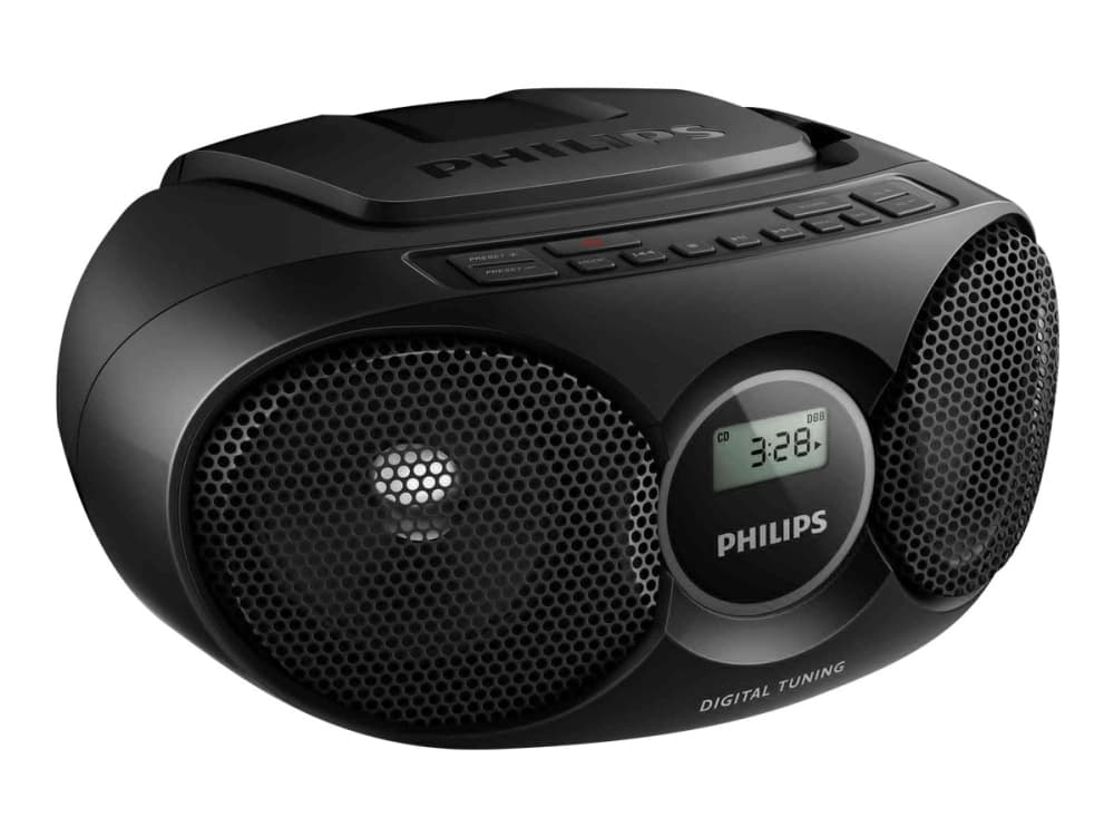 Philips CD Soundmachine -soitin AZ215B/12, Digitaalinen, FM, CD, CD-R, CD-RW, Pikakelaus, Pikakelaus (reverse), Next, Edellinen, Toista, Sekoita, 3 W, Musta