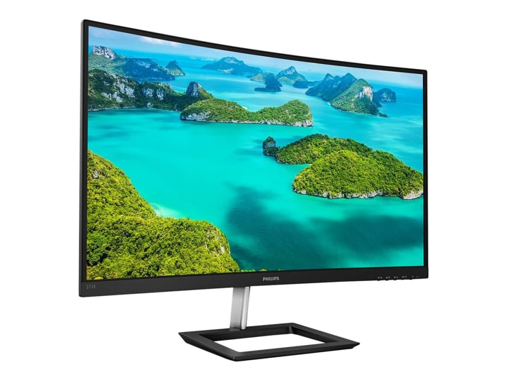 Philips E-line 272E1CA - LED-näyttö - kaareva - 27 - 1920 x 1080 Full HD (1080p) @ 75 Hz - VA - 250 cd/m² - 3000:1 - 4 ms - HDMI, VGA, DisplayPort - kaiuttimet - musta, kuvioitu tekstiili