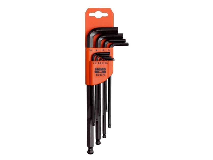 Bahco BE-9770, L-muotoinen kuusiokoloavainsetti, Metrinen, 9 kpl, 1.5,2,2.5,3,4,5,6,8,10 mm, 355 g