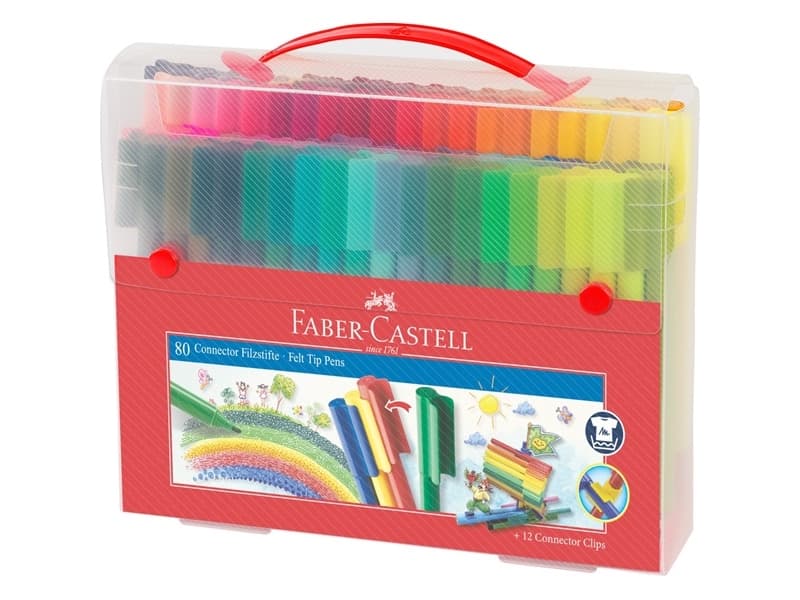Tusser Faber-Castell Connector kuffert med 80 stk. ass. farver