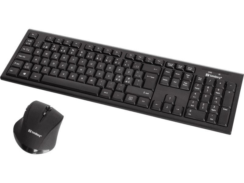 Sandberg Wireless Office DesktopSet Nor, Langaton, Langaton RF, Mekaaninen, QWERTY, Musta, Sisältää hiiren
